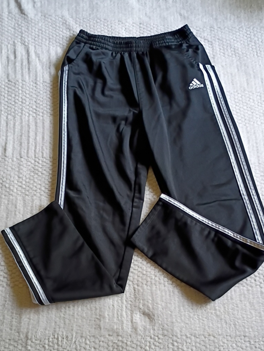 adidas Black Joggers with White Side Stripes - Kids
